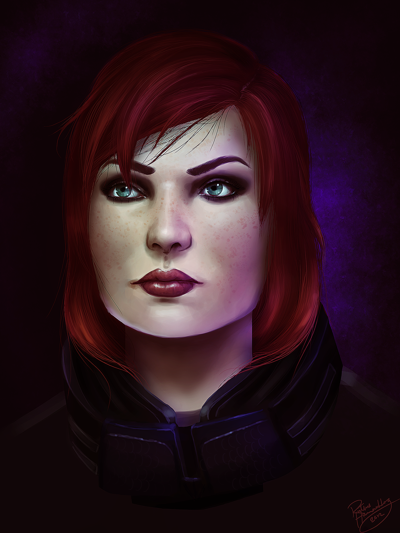 Beautiful portrait of female Commander Shepard by Ruthie Hammerschlag