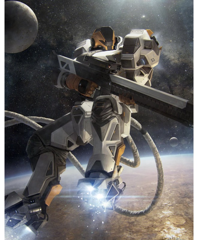 Bad ass digital illustration of an "orbital Sniper" by DA contributor djahal