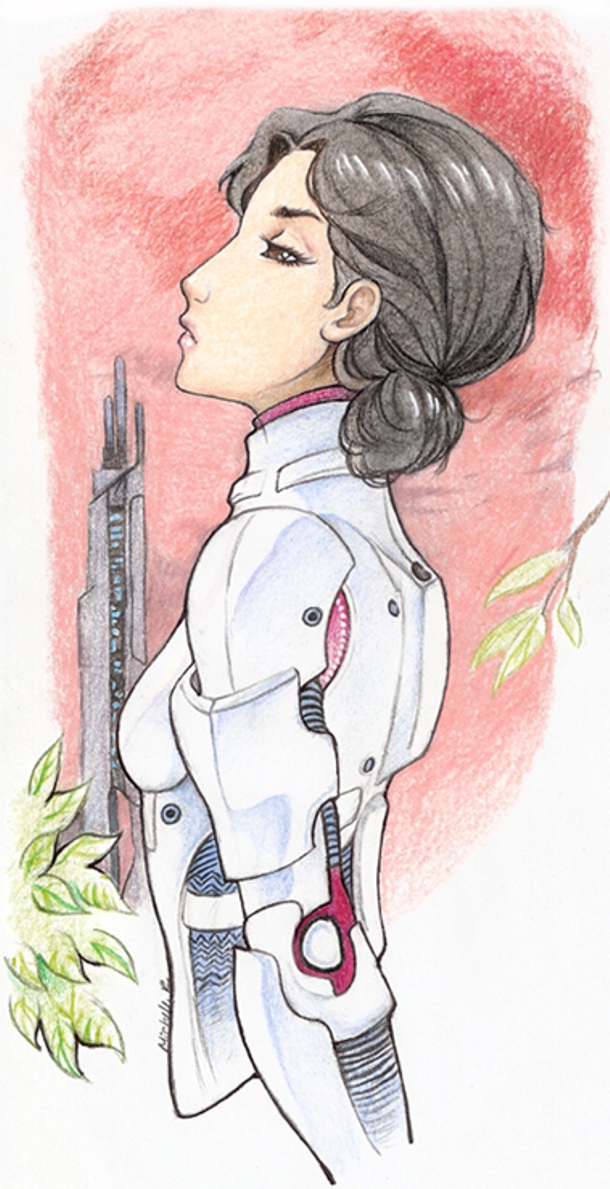 Ashley Williams by Michelle R - part of Lady Owl's piece Ladies of Mass Effect