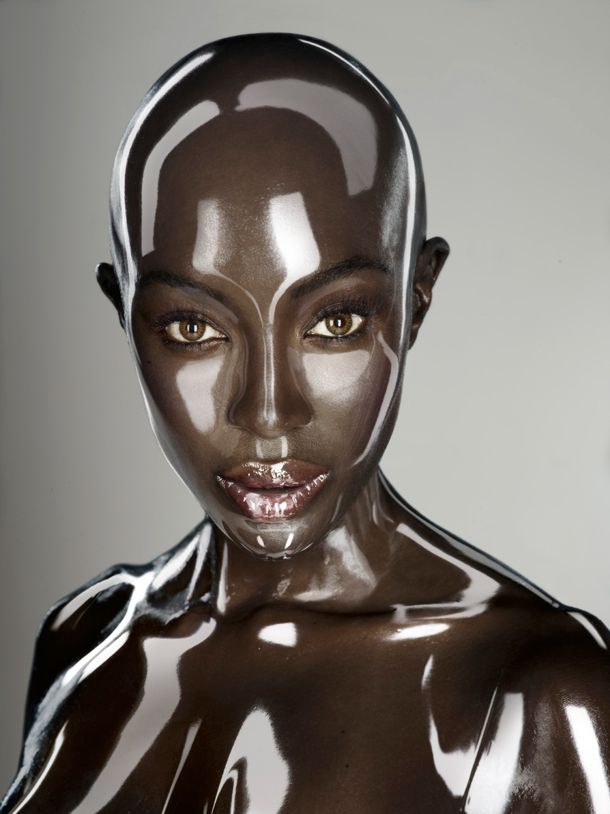 Naomi Campbell looking like a futuristic Robot / Transhuman in Soon International photo shoot.