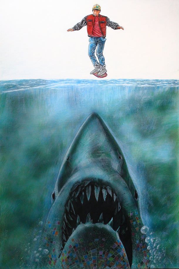 Jaws 19 fanart by Danny Nicholas for the 30th anniversary of the Back to the Future film series.