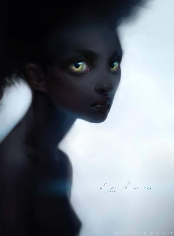 Fantasy art featuring an woman of color by US artist Thienbao.