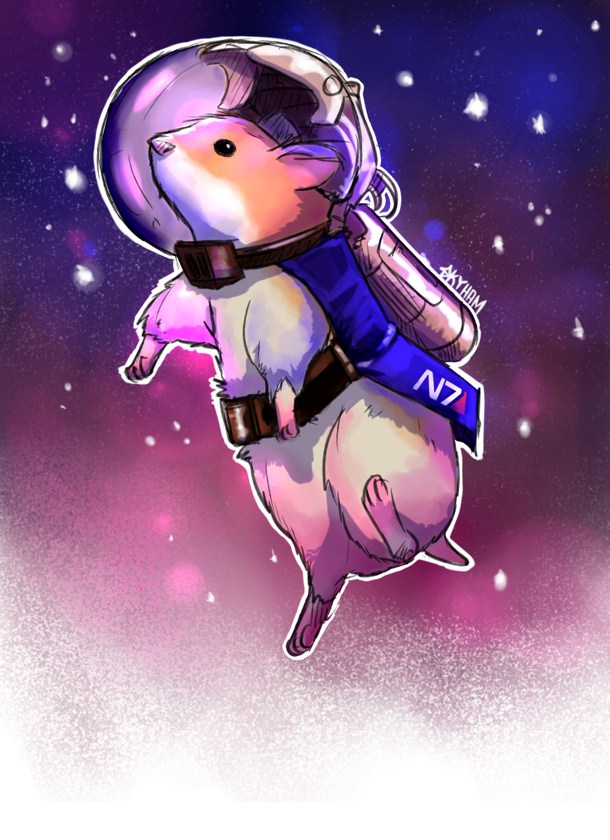 Shepard's Hamster with a space helmet on by Sky Ham.