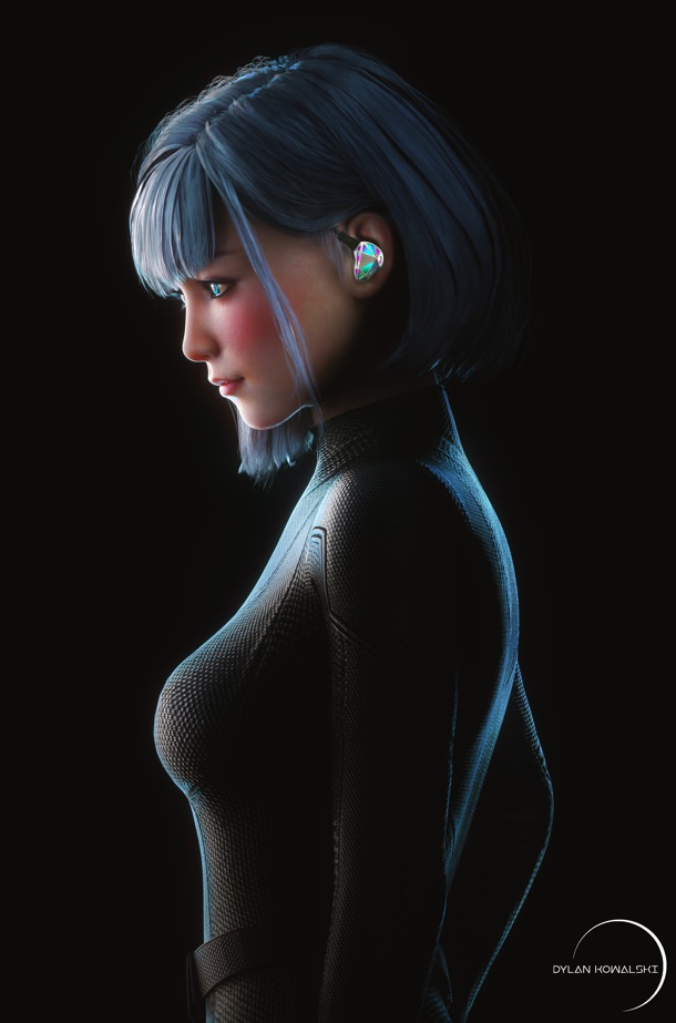 Cyberpunk female in black