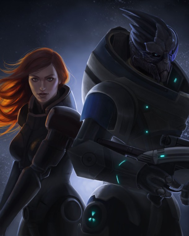 Shepard And Garrus By Sathynae